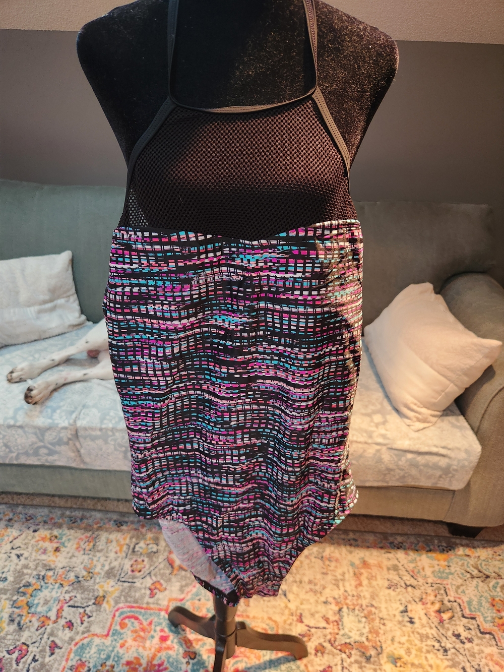 BCG One-piece Swimsuit W Mesh Top And Back Detail Size 12